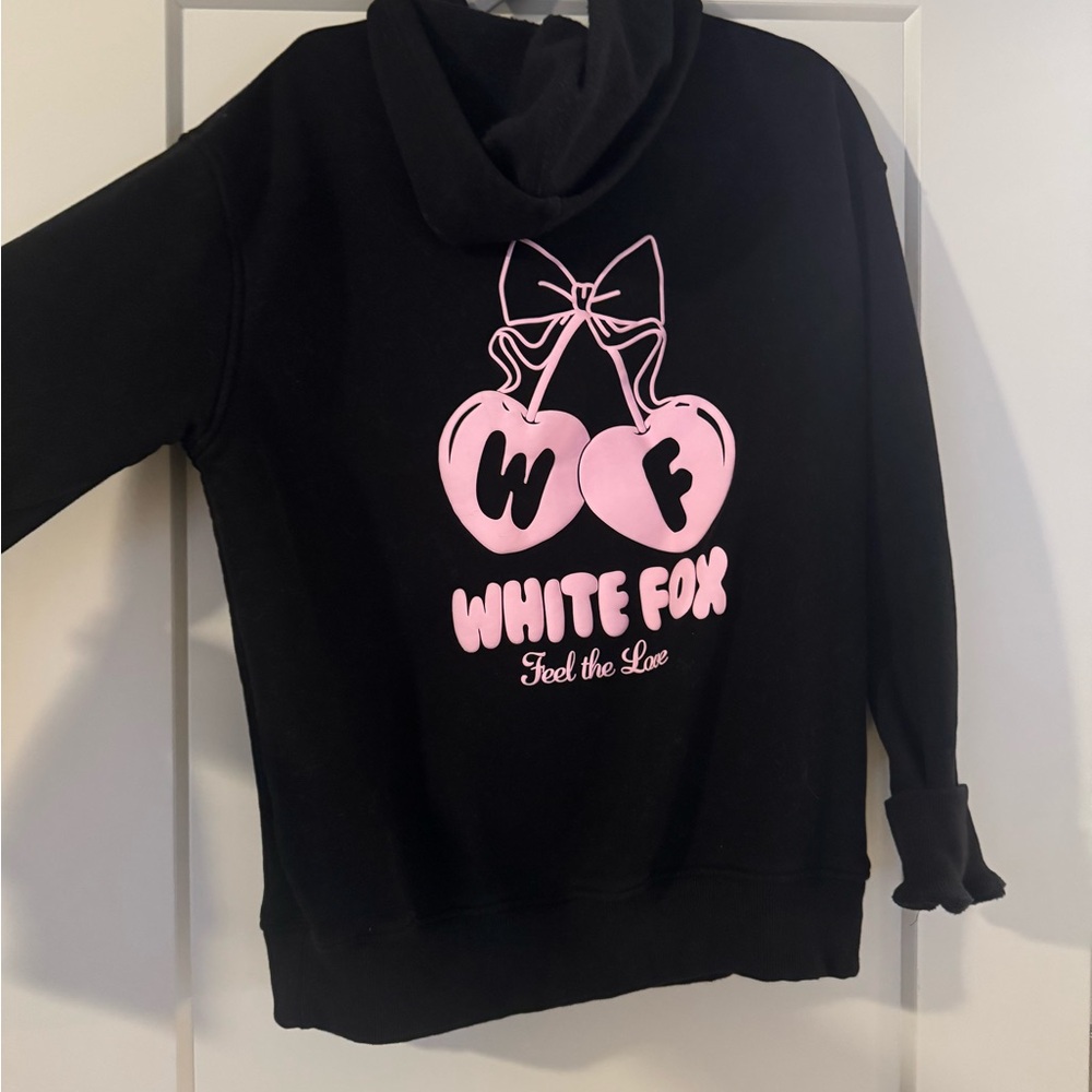 White Fox Boutique Black Hoodie with Pink Detail - Picture 3 of 3